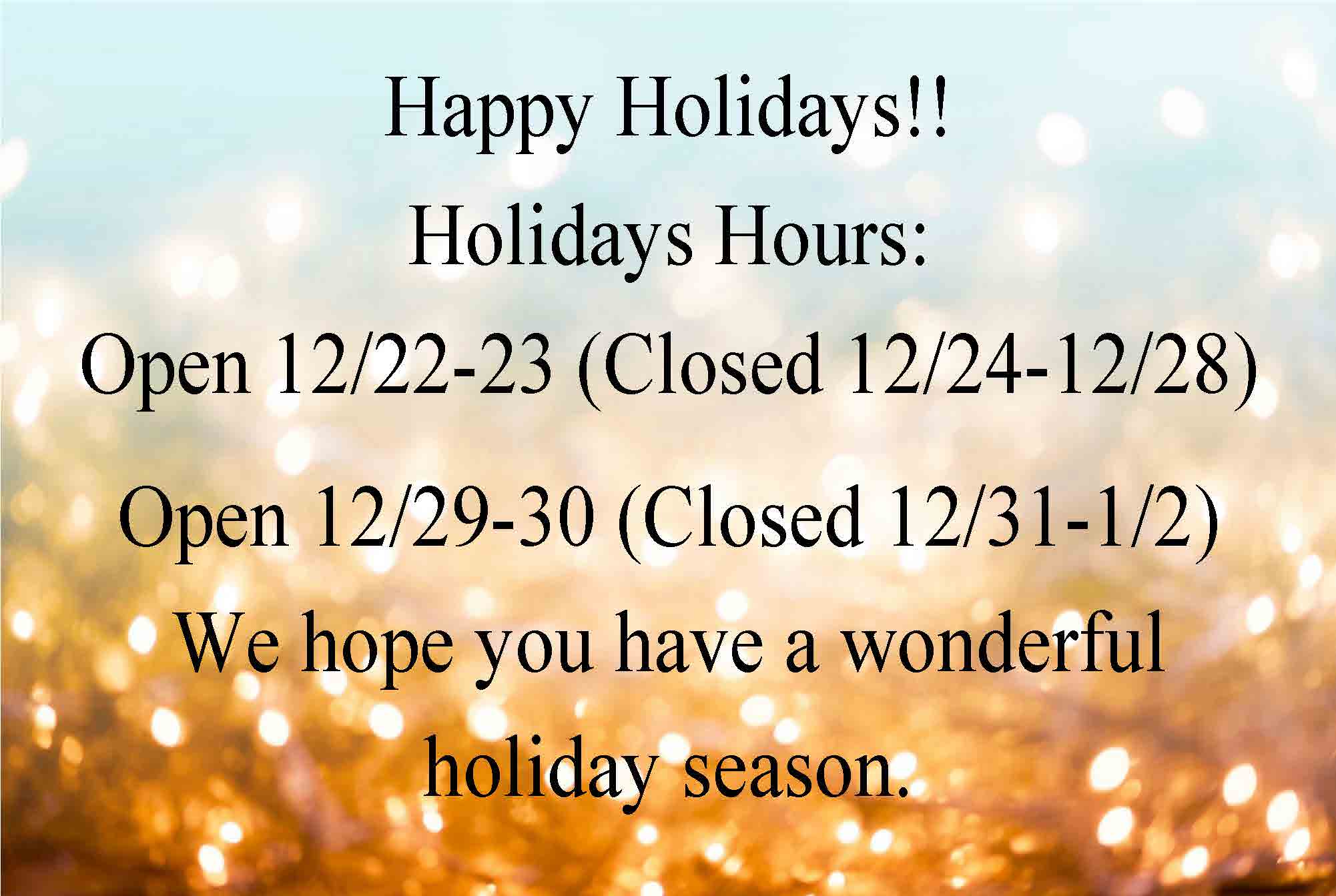 Holiday Closures